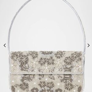 STAUD TOMMY BEADED BAG | SILVER GARDEN PARTY